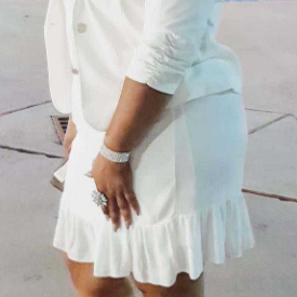 Speed Control Ivory Midlength Spaghetti Stap Dress